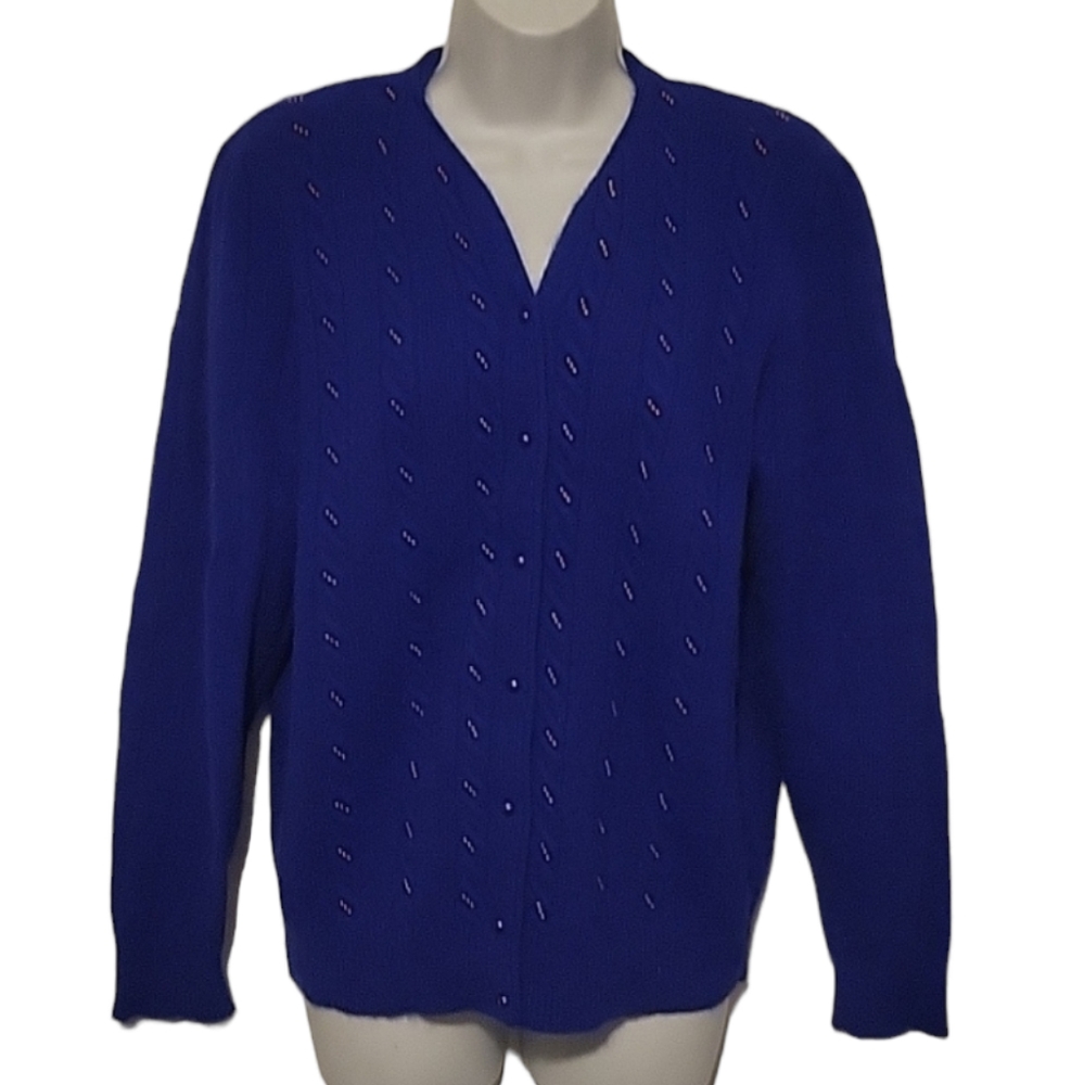 Vintage Club Classic by Price Club Deep Blue  Angora/Lambswool Beaded Ca…